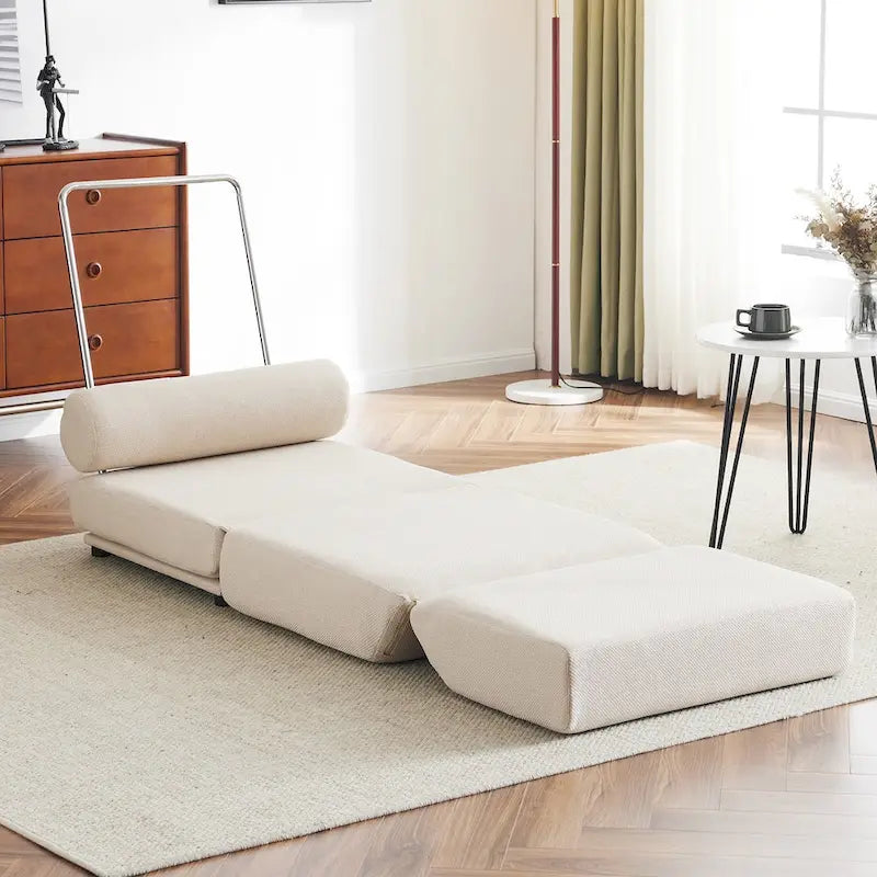 Fauteuil de relaxation pliant avec oreiller convertible en lit une place
