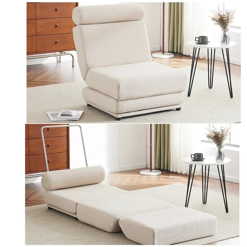 Fauteuil de relaxation pliant avec oreiller convertible en lit une place