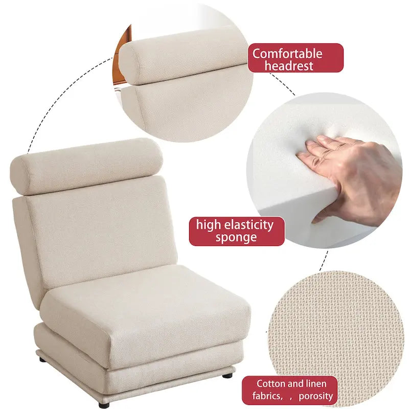 Fauteuil de relaxation pliant avec oreiller convertible en lit une place