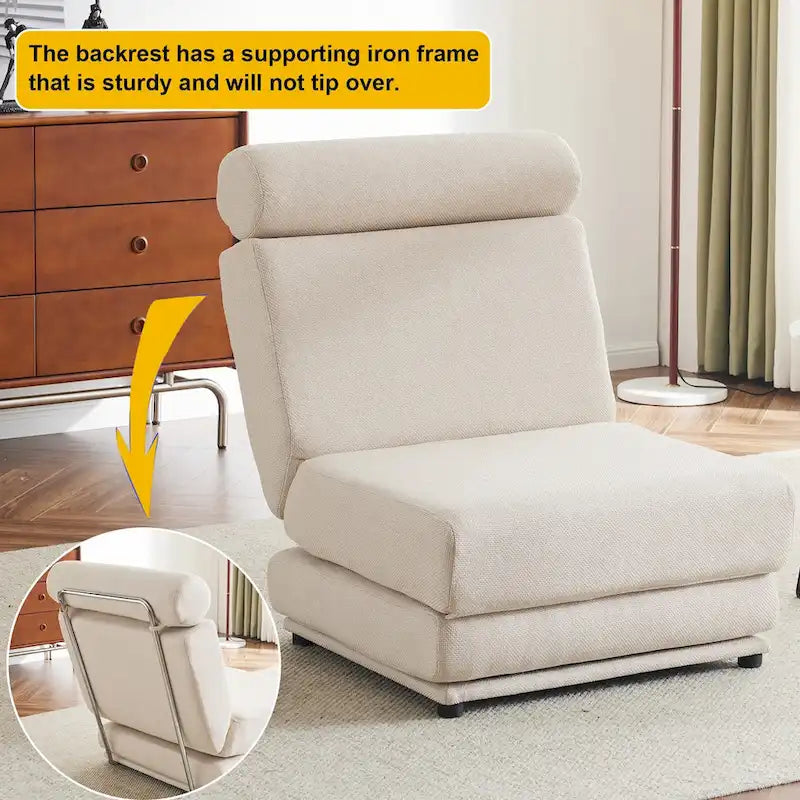 Fauteuil de relaxation pliant avec oreiller convertible en lit une place