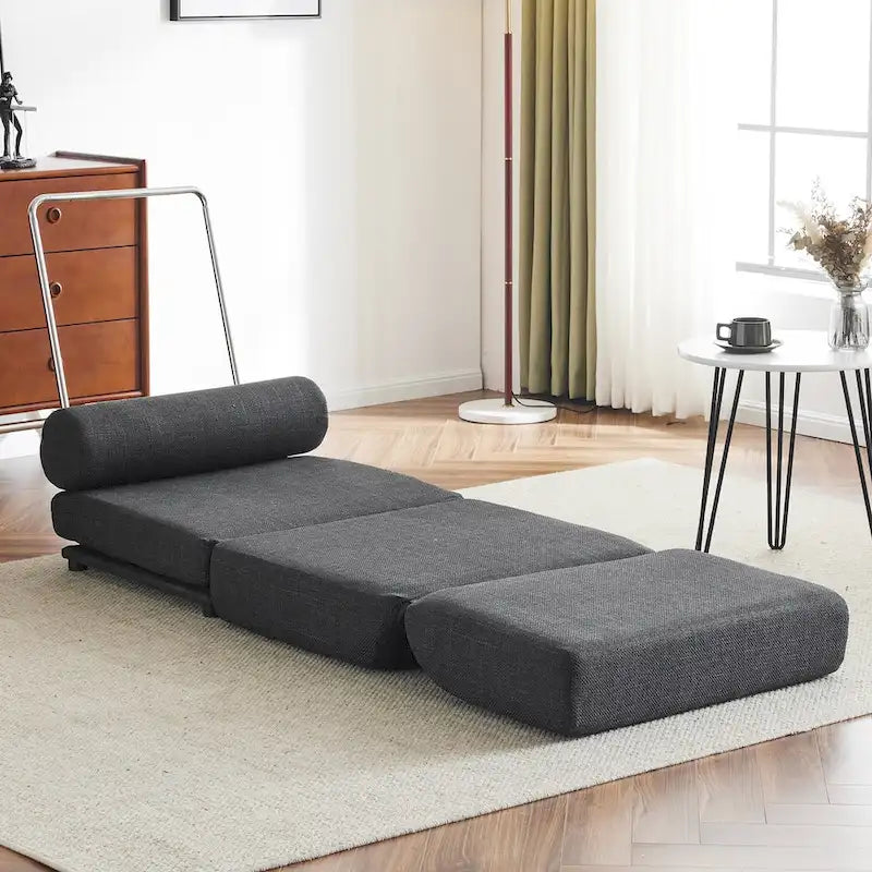 Fauteuil de relaxation pliant avec oreiller convertible en lit une place