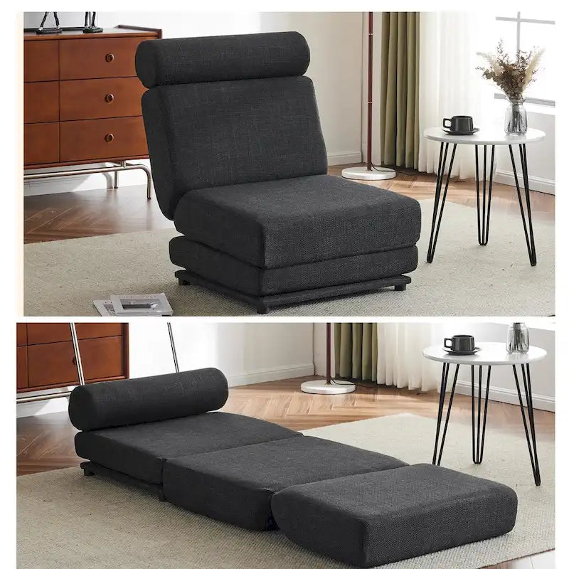 Fauteuil de relaxation pliant avec oreiller convertible en lit une place