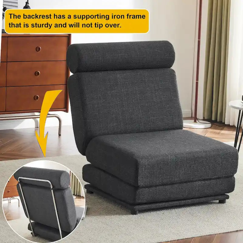 Fauteuil de relaxation pliant avec oreiller convertible en lit une place
