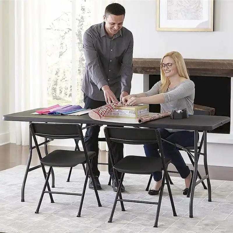 Table pliante en plastique de 1,8 m Table pliable en deux portable