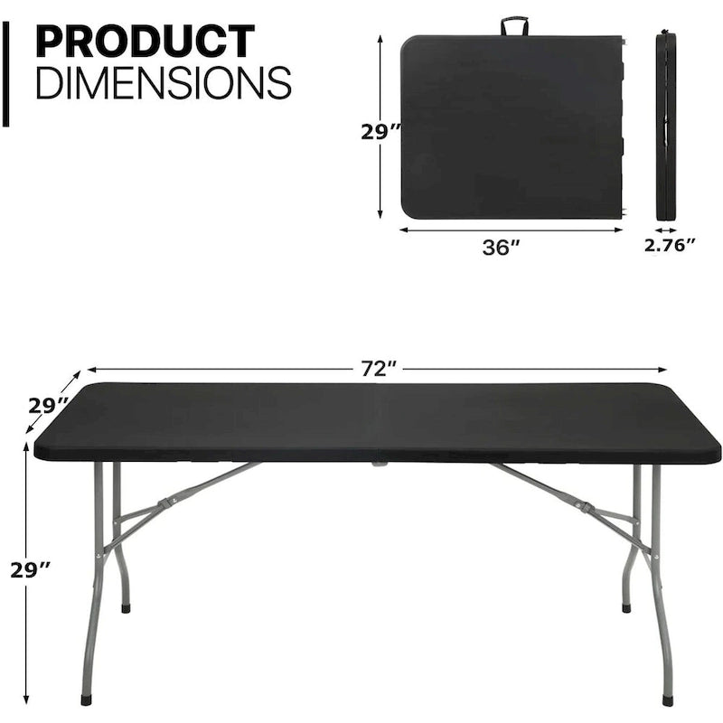 Table pliante en plastique de 1,8 m Table pliable en deux portable