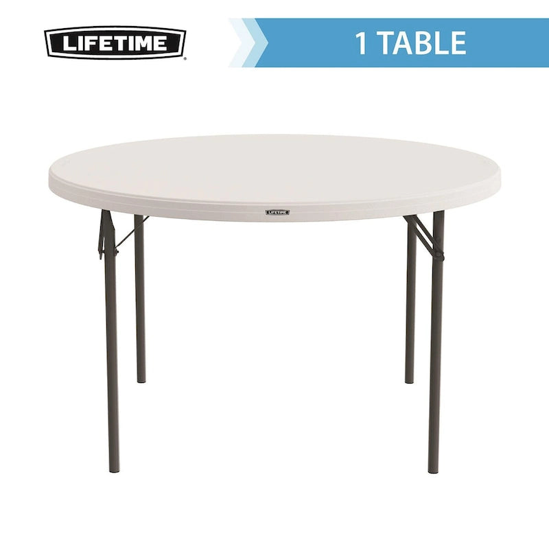 Table gigogne ronde de 48 pouces, usage intérieur/extérieur, qualité commerciale légère, blanche