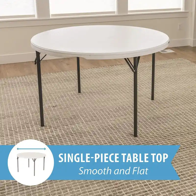 Table gigogne ronde de 48 pouces, usage intérieur/extérieur, qualité commerciale légère, blanche