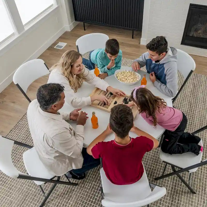 Table gigogne ronde de 48 pouces, usage intérieur/extérieur, qualité commerciale légère, blanche