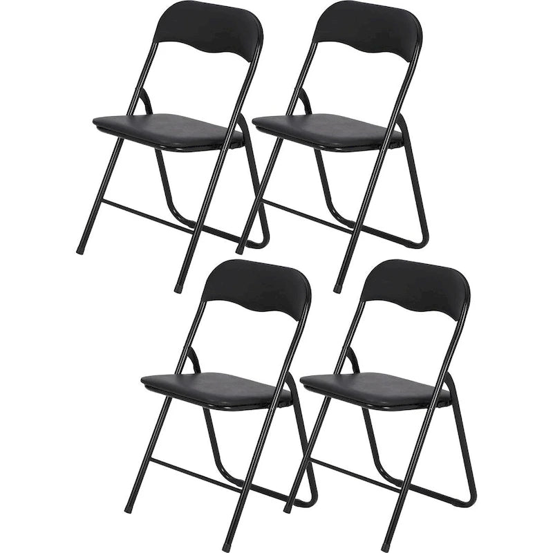 4 chaises pliantes avec coussin et patins antidérapants