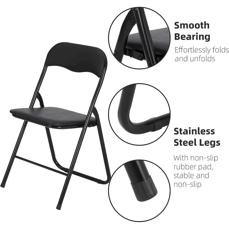 4 chaises pliantes avec coussin et patins antidérapants