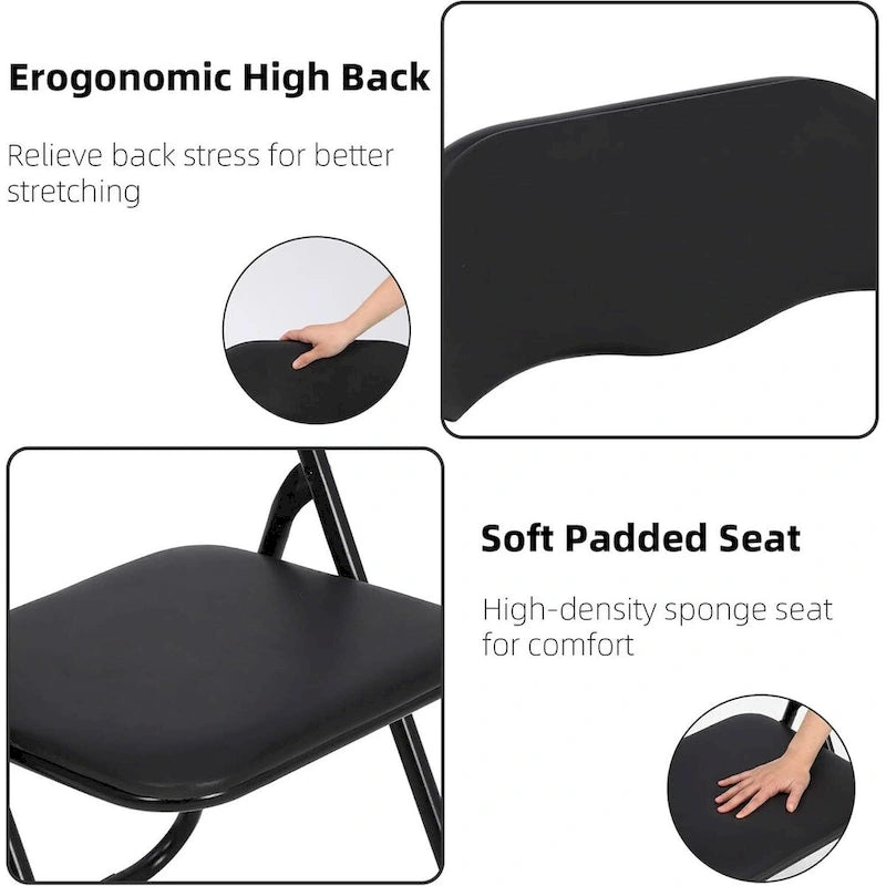 4 chaises pliantes avec coussin et patins antidérapants