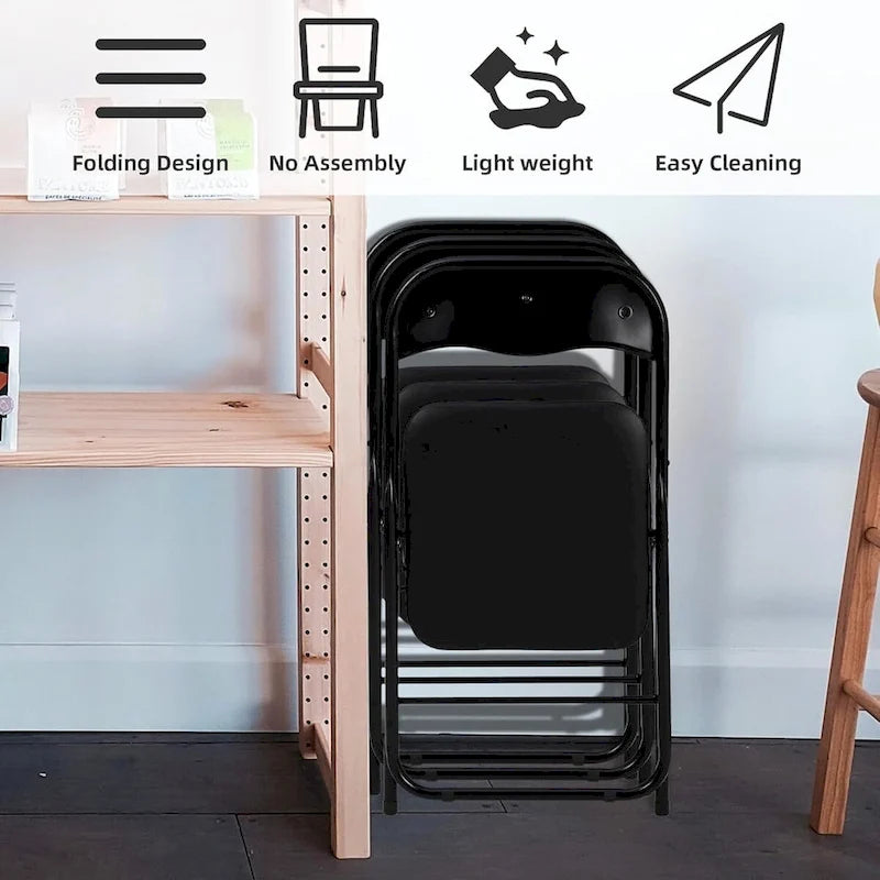 4 chaises pliantes avec coussin et patins antidérapants