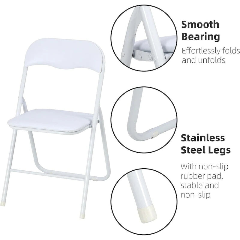 4 chaises pliantes avec coussin et patins antidérapants