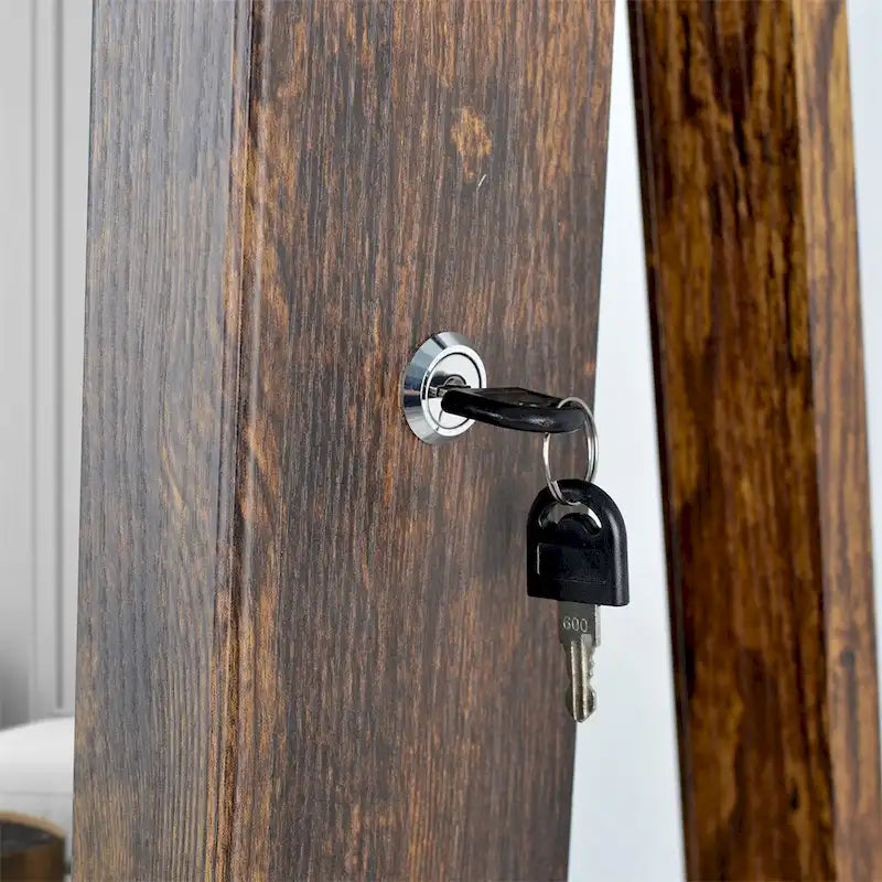 Armoire à bijoux pivotante à 360° avec miroir pleine longueur