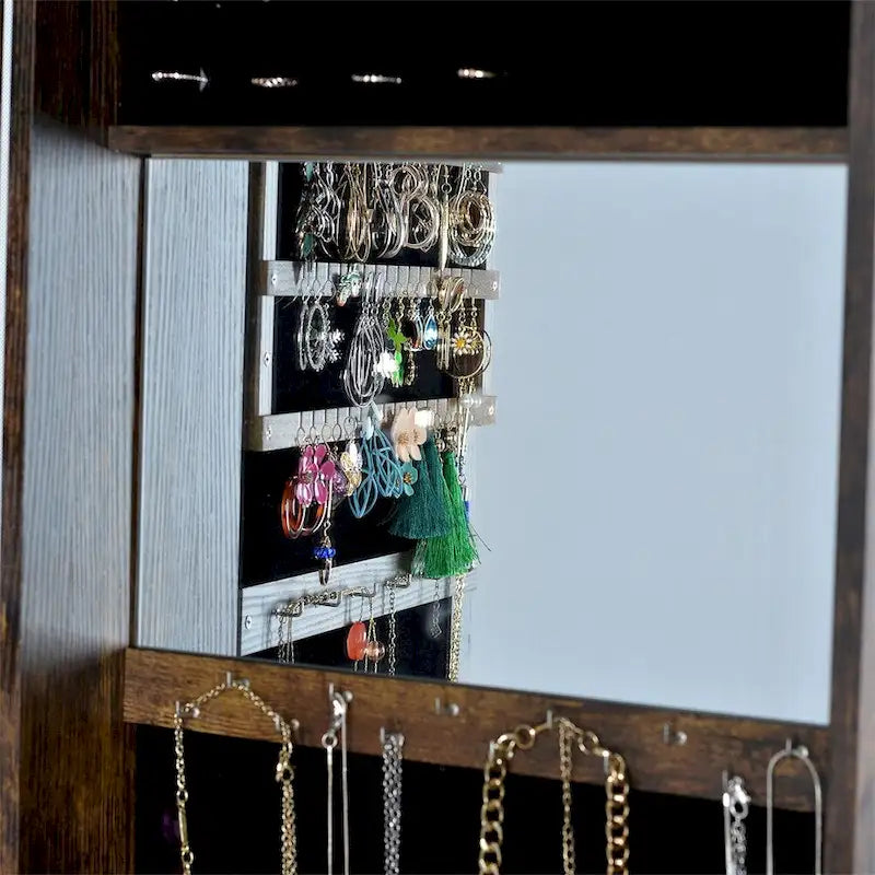 Armoire à bijoux pivotante à 360° avec miroir pleine longueur