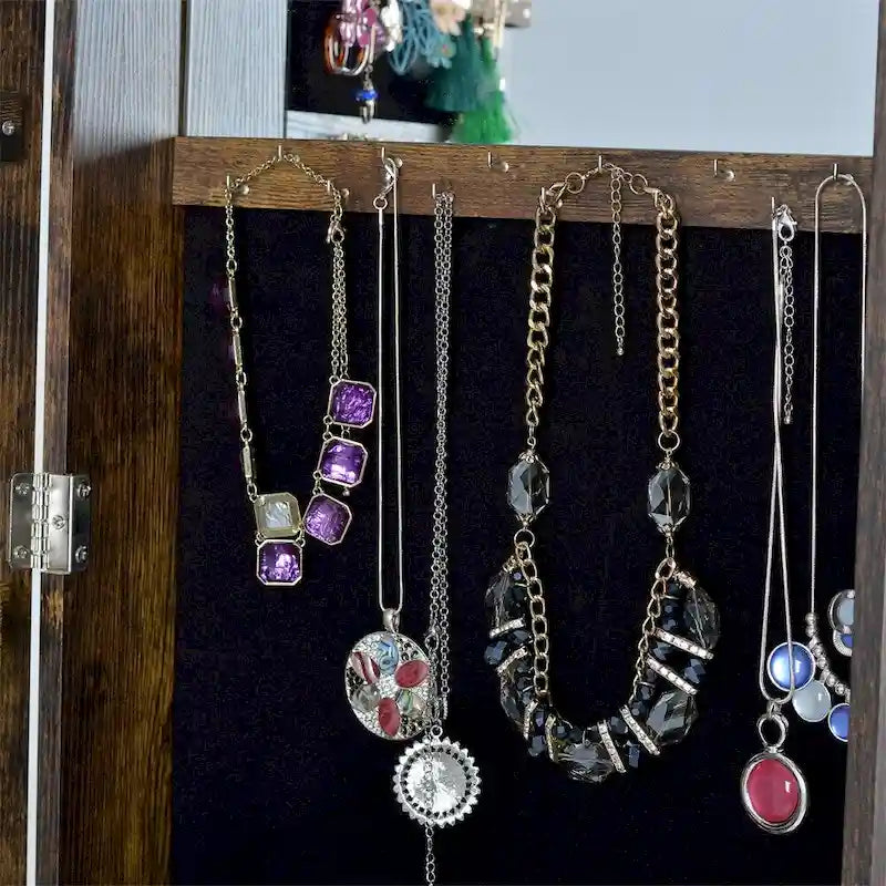 Armoire à bijoux pivotante à 360° avec miroir pleine longueur