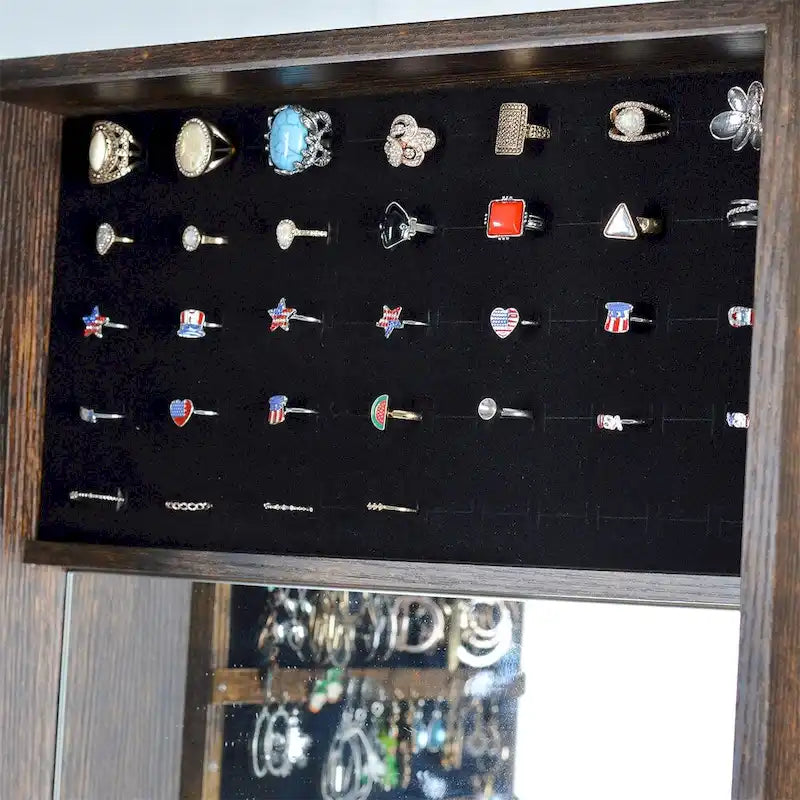 Armoire à bijoux pivotante à 360° avec miroir pleine longueur