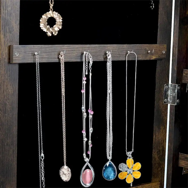 Armoire à bijoux pivotante à 360° avec miroir pleine longueur